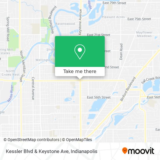 Kessler Blvd & Keystone Ave map