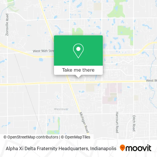 Alpha Xi Delta Fraternity Headquarters map