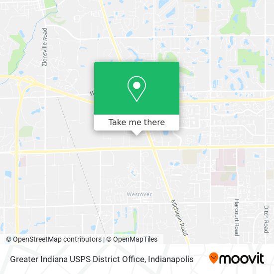 Mapa de Greater Indiana USPS District Office