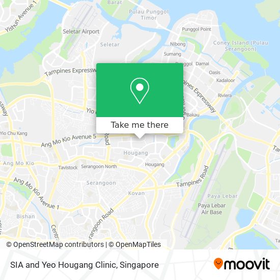 SIA and Yeo Hougang Clinic map