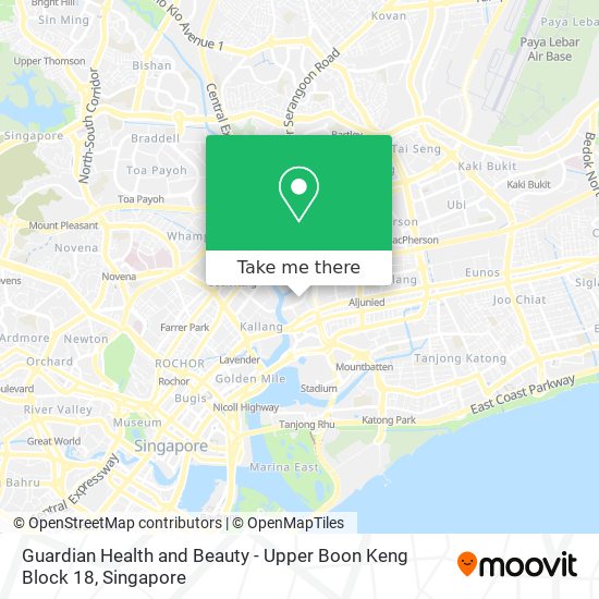 Guardian Health and Beauty - Upper Boon Keng Block 18 map