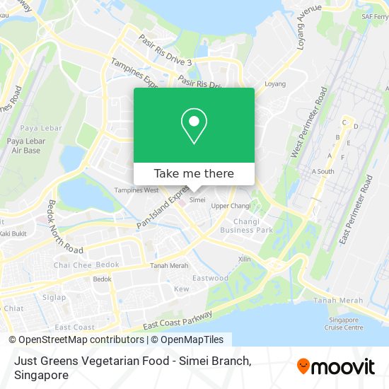Just Greens Vegetarian Food - Simei Branch map
