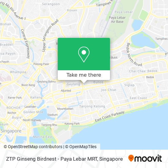 ZTP Ginseng Birdnest - Paya Lebar MRT map