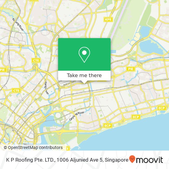 K P Roofing Pte. LTD., 1006 Aljunied Ave 5 map