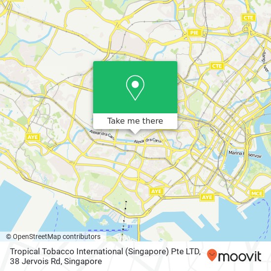 Tropical Tobacco International (Singapore) Pte LTD, 38 Jervois Rd map