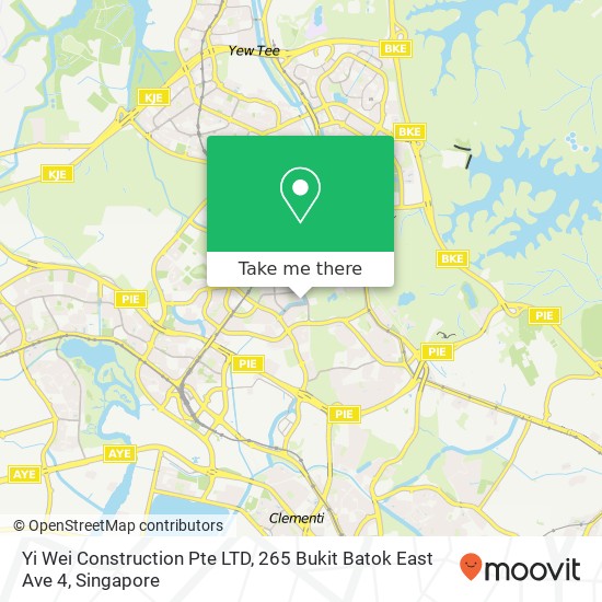 Yi Wei Construction Pte LTD, 265 Bukit Batok East Ave 4 map