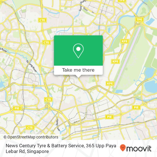 News Century Tyre & Battery Service, 365 Upp Paya Lebar Rd地图