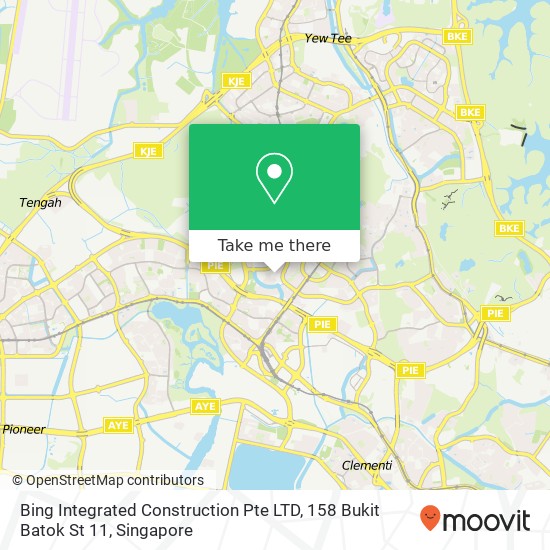 Bing Integrated Construction Pte LTD, 158 Bukit Batok St 11 map