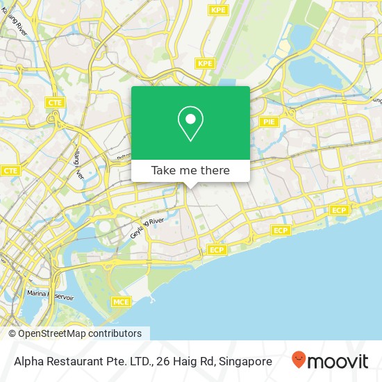 Alpha Restaurant Pte. LTD., 26 Haig Rd地图