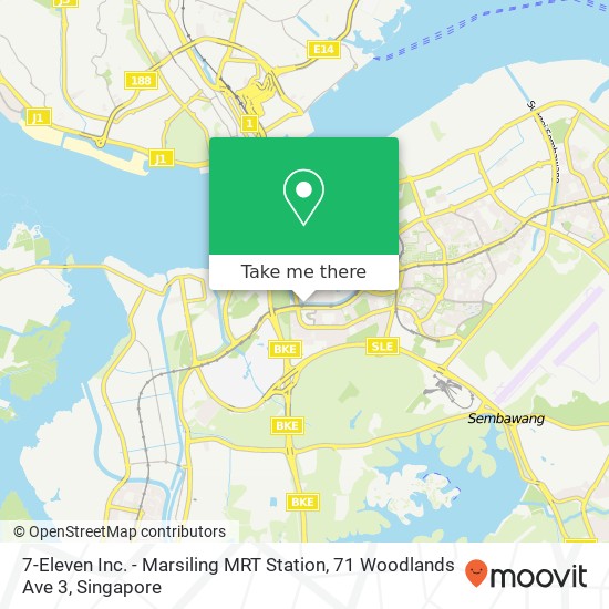 7-Eleven Inc. - Marsiling MRT Station, 71 Woodlands Ave 3 map