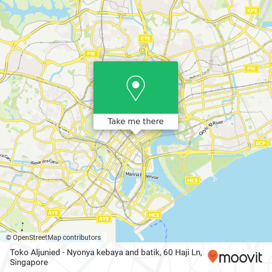 Toko Aljunied - Nyonya kebaya and batik, 60 Haji Ln map