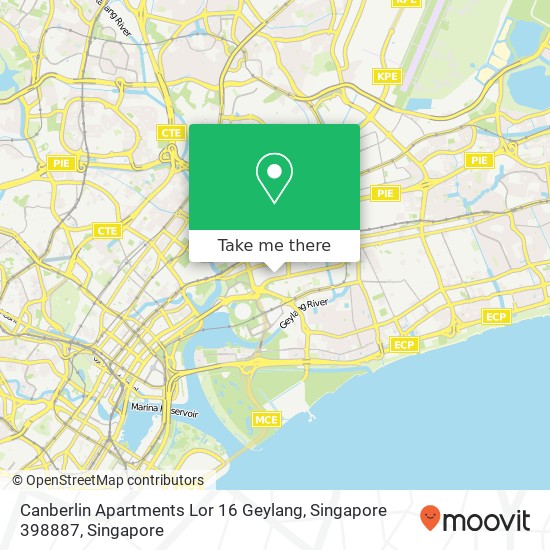 Canberlin Apartments Lor 16 Geylang, Singapore 398887 map