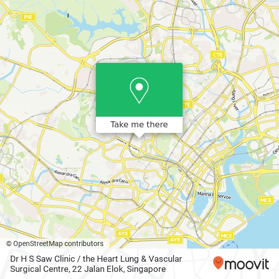 Dr H S Saw Clinic / the Heart Lung & Vascular Surgical Centre, 22 Jalan Elok地图