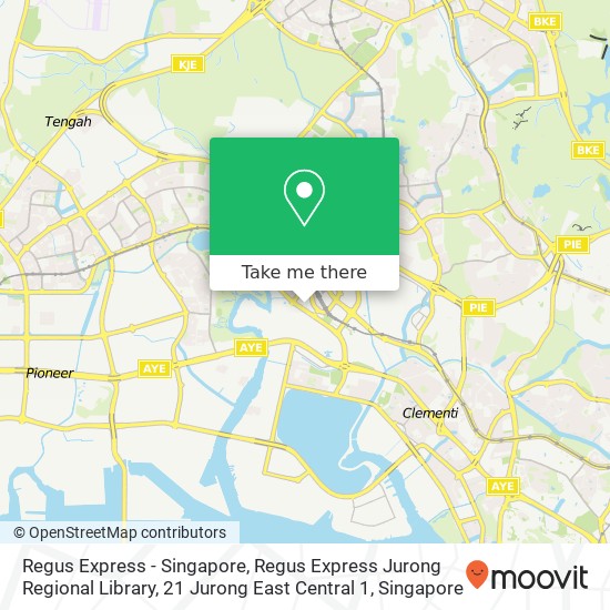 Regus Express - Singapore, Regus Express Jurong Regional Library, 21 Jurong East Central 1地图