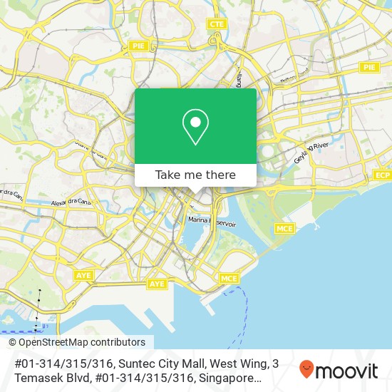 #01-314 / 315 / 316, Suntec City Mall, West Wing, 3 Temasek Blvd, #01-314 / 315 / 316, Singapore 038983 map