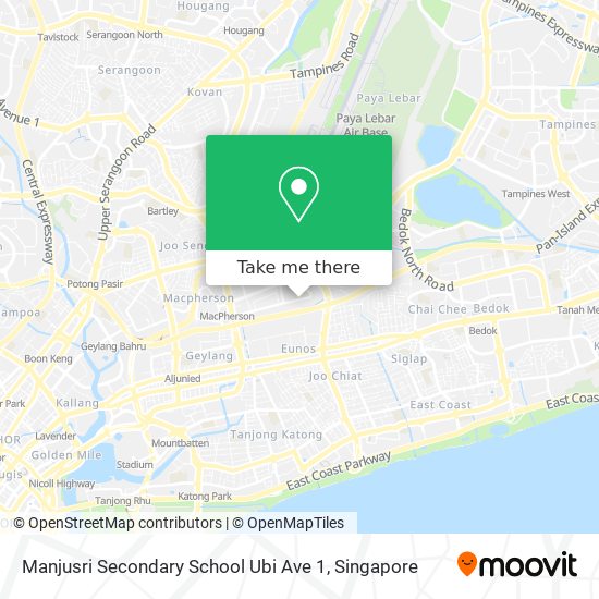 Manjusri Secondary School Ubi Ave 1 map