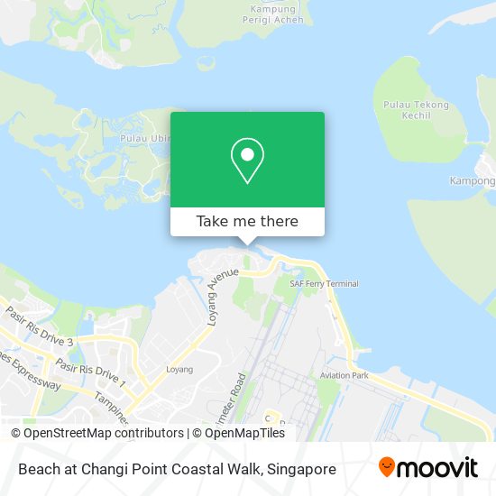 Beach at Changi Point Coastal Walk map
