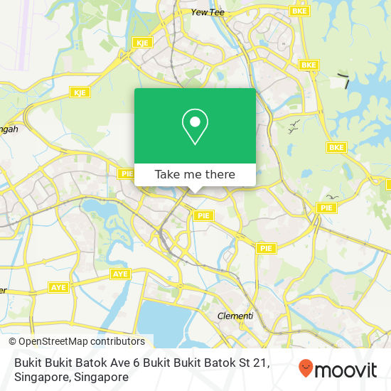 Bukit Bukit Batok Ave 6 Bukit Bukit Batok St 21, Singapore map