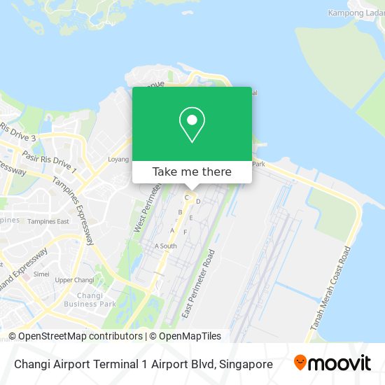 Changi Airport Terminal 1 Airport Blvd map