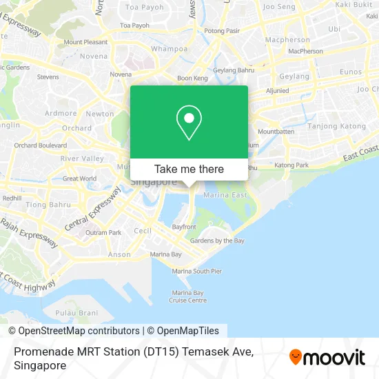 Promenade MRT Station (DT15) Temasek Ave地图