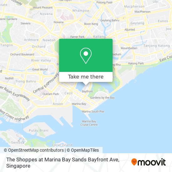 The Shoppes at Marina Bay Sands Bayfront Ave map