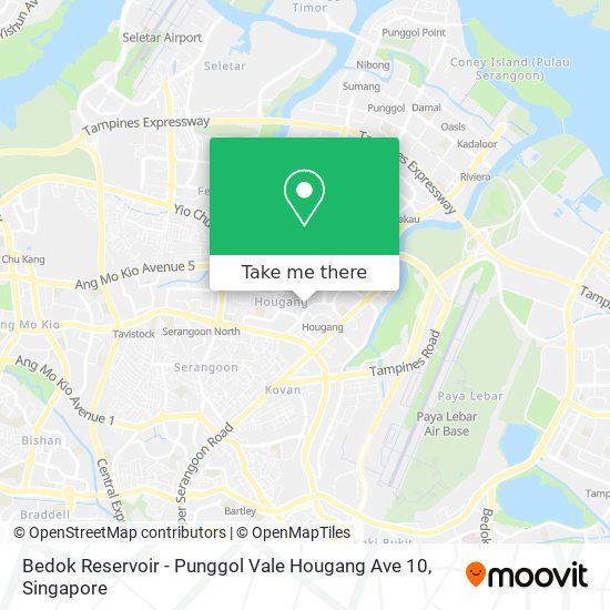Bedok Reservoir - Punggol Vale Hougang Ave 10 map