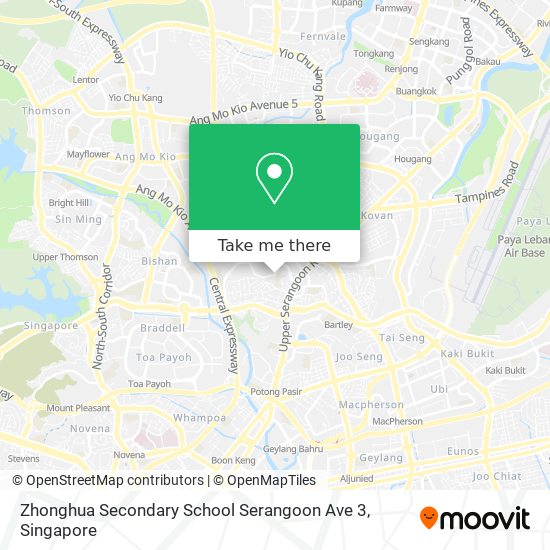 Zhonghua Secondary School Serangoon Ave 3 map