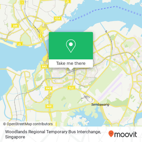 Woodlands Regional Temporary Bus Interchange map