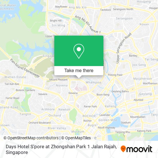 Days Hotel S'pore at Zhongshan Park 1 Jalan Rajah地图