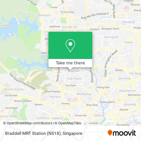 Braddell MRT Station (NS18) map