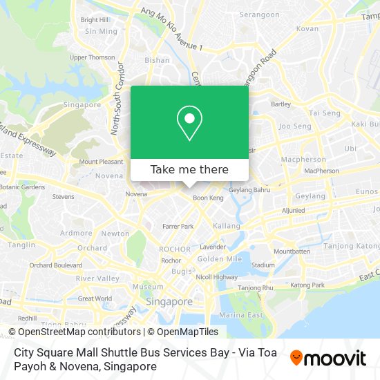 City Square Mall Shuttle Bus Services Bay - Via Toa Payoh & Novena地图