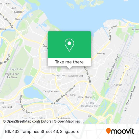 Blk 433 Tampines Street 43 map