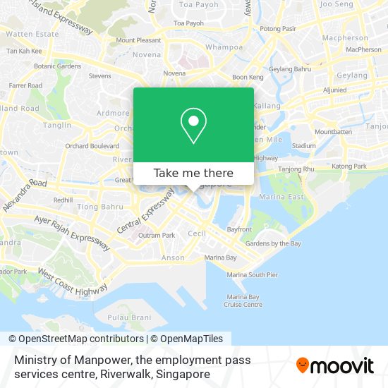 Ministry of Manpower, the employment pass services centre, Riverwalk map