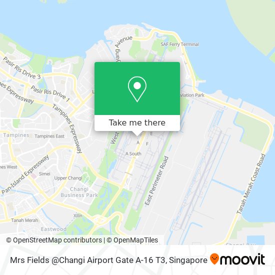 Mrs Fields @Changi Airport Gate A-16 T3 map