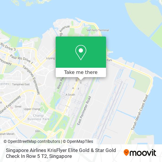 Singapore Airlines KrisFlyer Elite Gold & Star Gold Check In Row 5 T2 map