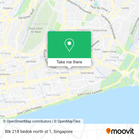 Blk 218 bedok north st 1 map