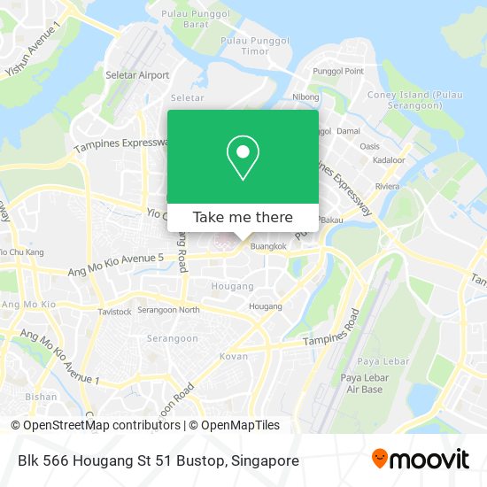 Blk 566 Hougang St 51 Bustop map