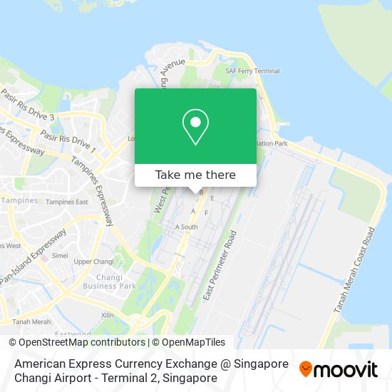 How to get to American Express Currency Exchange @ Singapore Changi Airport  - Terminal 2 by Metro, Bus or MRT & LRT?