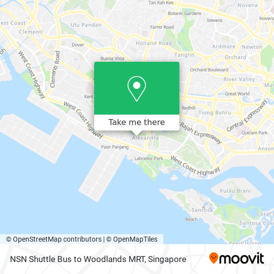 NSN Shuttle Bus to Woodlands MRT map