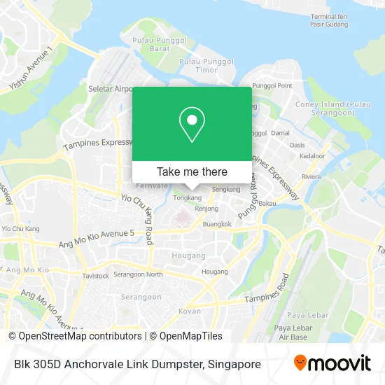 Blk 305D Anchorvale Link Dumpster map