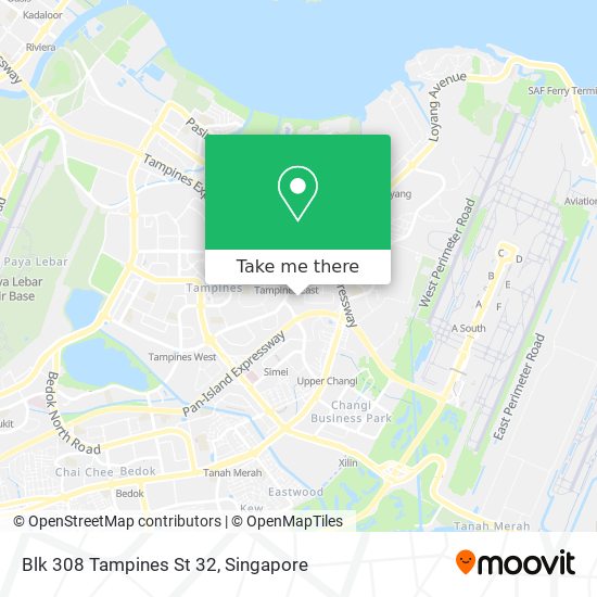 Blk 308 Tampines St 32 map