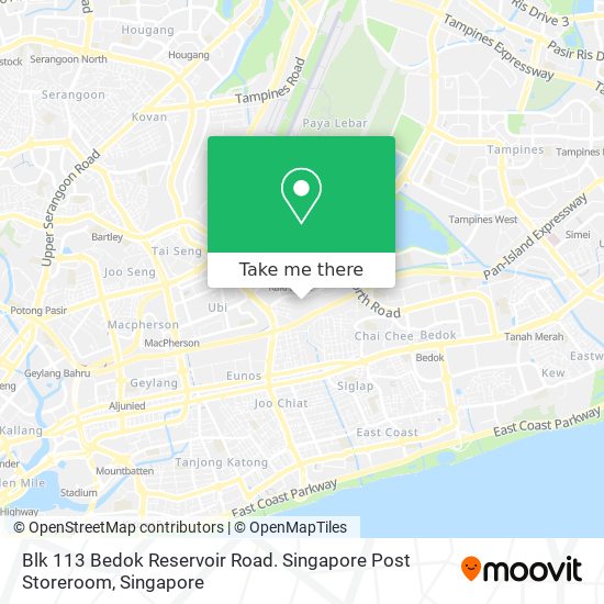 Blk 113 Bedok Reservoir Road. Singapore Post Storeroom map