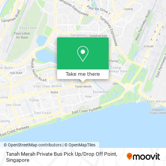 Tanah Merah Private Bus Pick Up / Drop Off Point map