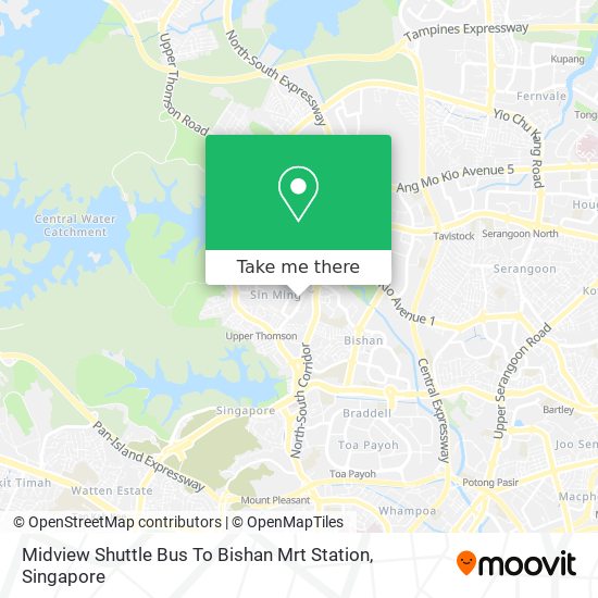 Midview Shuttle Bus To Bishan Mrt Station map