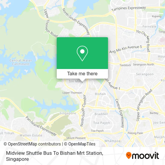 Midview Shuttle Bus To Bishan Mrt Station map