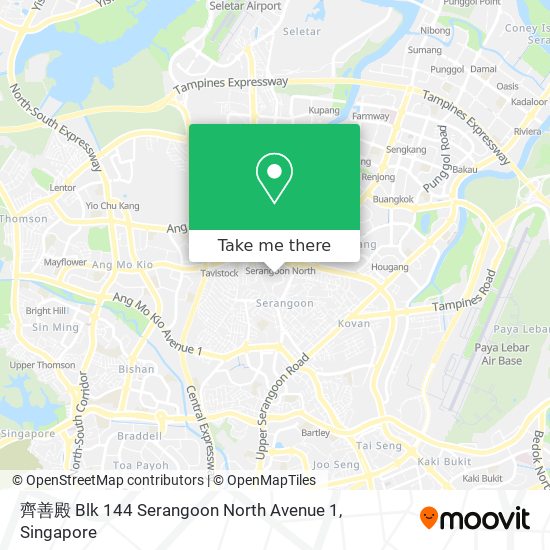 齊善殿 Blk 144 Serangoon North Avenue 1 map