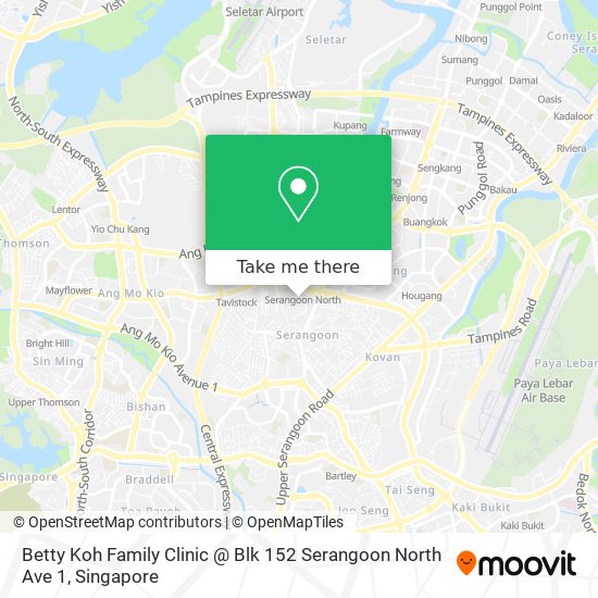 Betty Koh Family Clinic @ Blk 152 Serangoon North Ave 1 map