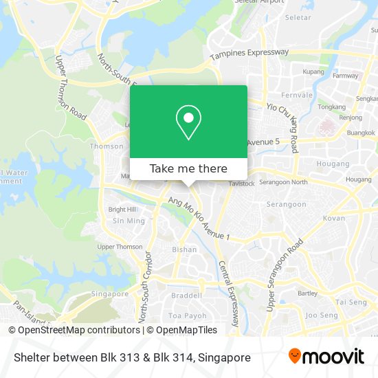 Shelter between Blk 313 & Blk 314 map