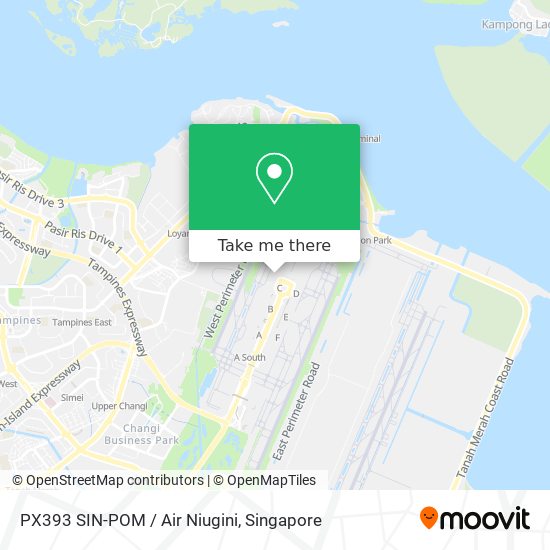 PX393 SIN-POM / Air Niugini map