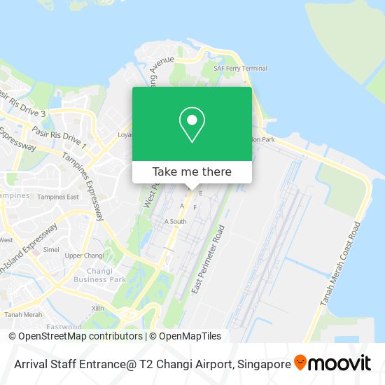 Arrival Staff Entrance@ T2 Changi Airport map